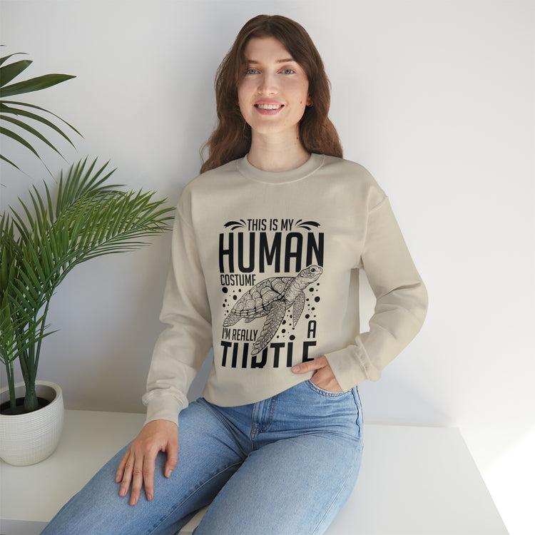 Funny Turtle Dressing Turtles Devotee Graphic Sayings Gag Unisex Crewneck Sweatshirt