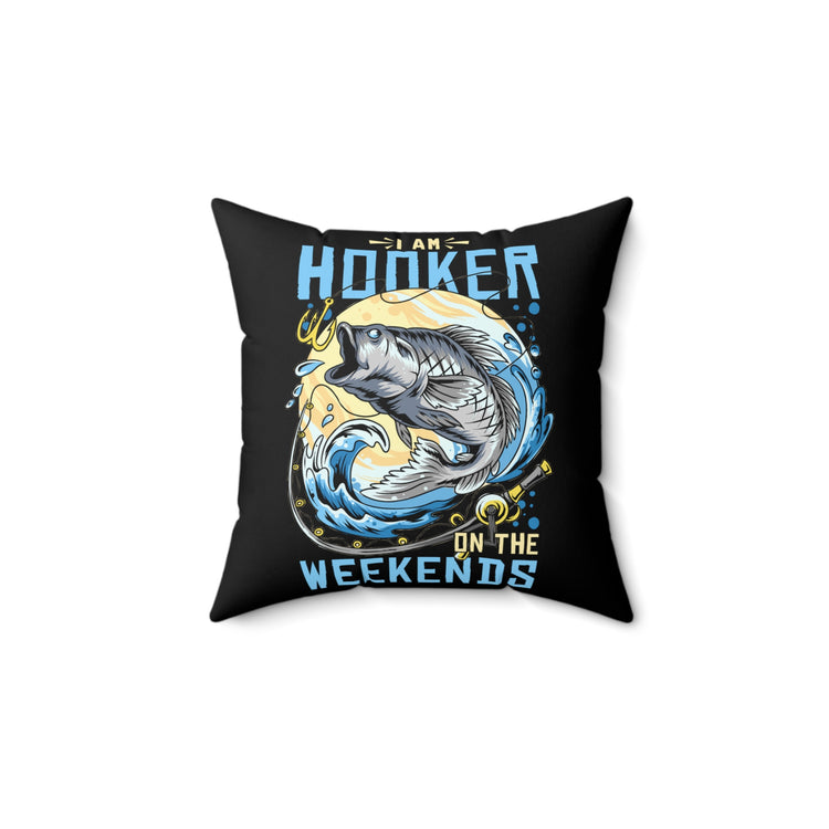 Humorous Fishing Enthusiasts Distressed American Fishermen Puns Spun Polyester Square Pillow