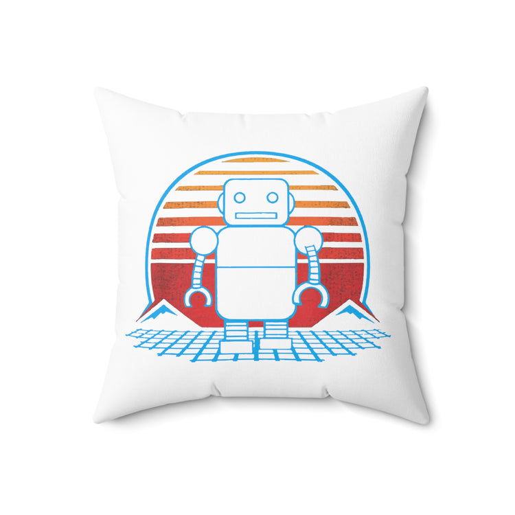 Humorous Old-Fashioned Automated AI Machines Spun Polyester Square Pillow