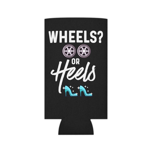 Wheels or Heels Gender Reveal Can Cooler