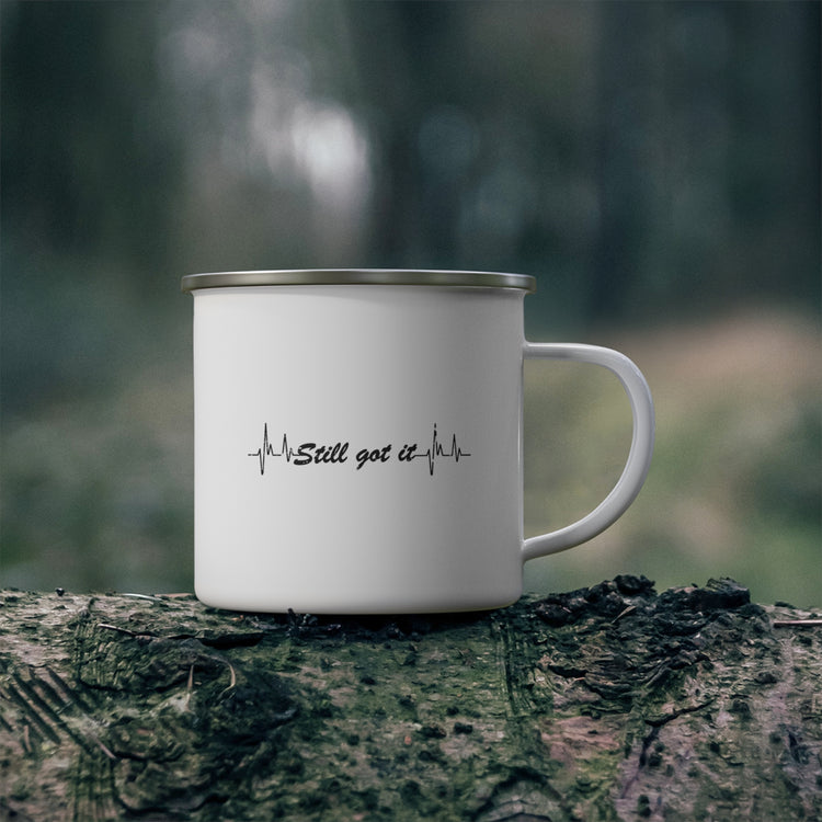 Hilarious Recovering Heartbeats Relieved Enamel Camping Mug