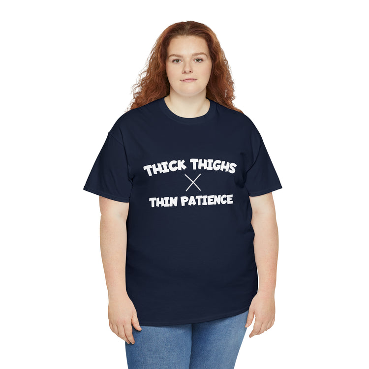 Shirt Funny Thick Thighs Thin Patience Introvert Confidence Unique Statement Breathable T-Shirt Unisex Heavy Cotton Tee