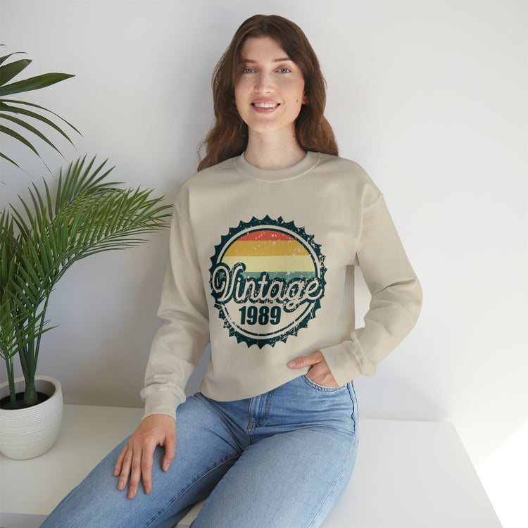 Vintage Thirties Birthday Distressed Illustration Funny Mockery Unisex Crewneck Sweatshirt