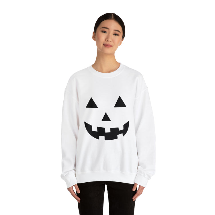 Humorous Pumpkins Illustration Tricks Treats Graphic Gag Unisex Crewneck Sweatshirt