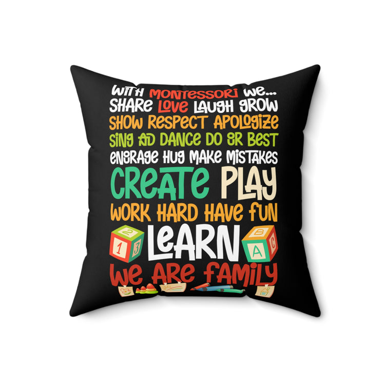 Motivational Daycare Teachers Appreciation Statements Line Spun Polyester Square Pillow