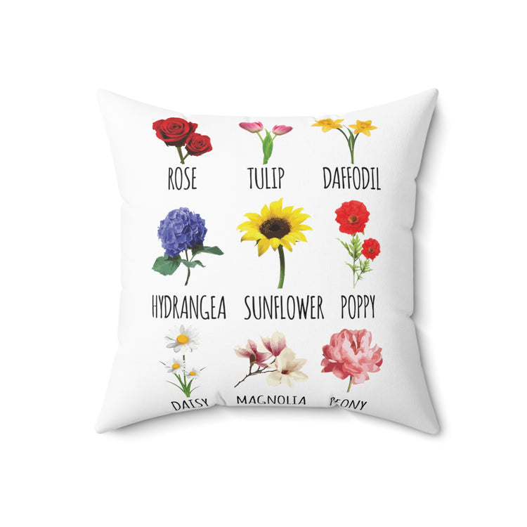 Humorous Planting Illustration Leaves Definition Plant Flowers Spun Polyester Square Pillow