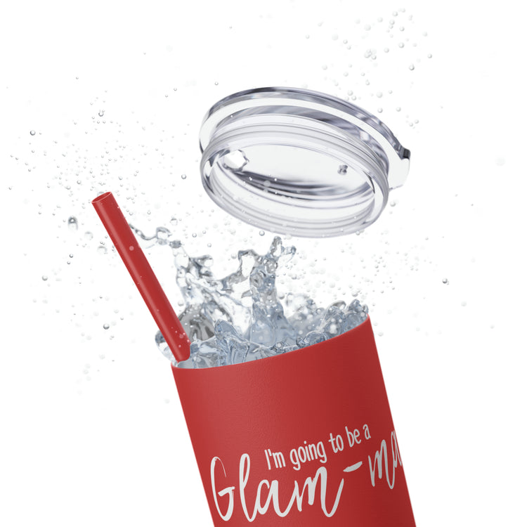 Glam-ma Glamma Pregnancy Announcement New Grandma Gift Skinny Tumbler with Straw, 20oz