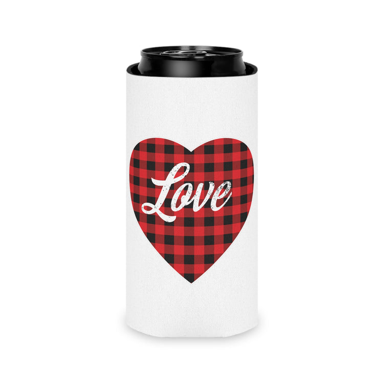 buffalo plaid heart 2 Can Cooler