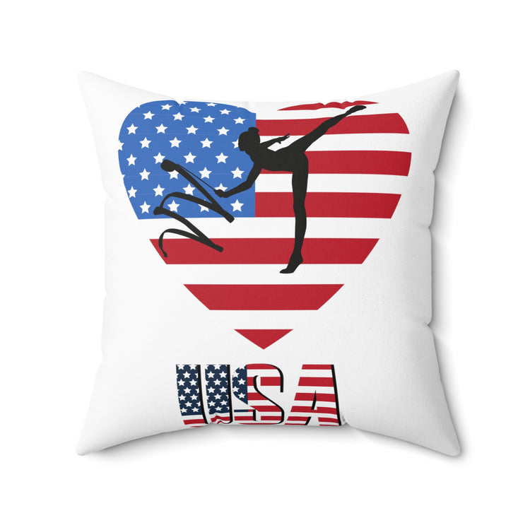 Humorous Acrobatics Athletic Patriotic Patriotism Spun Polyester Square Pillow