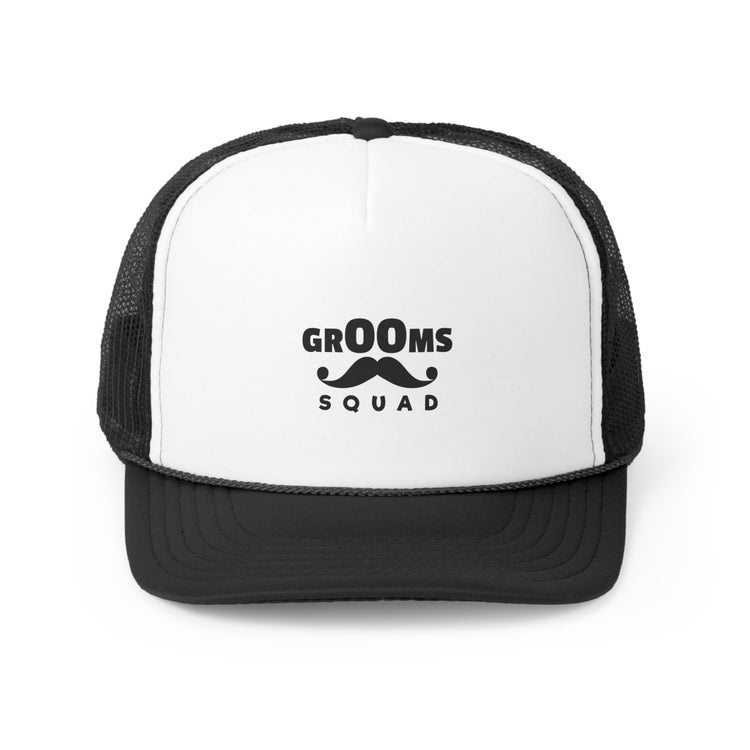 Funny Groom Squad Wedding Bachelors Mustache Wedding Trucker Caps