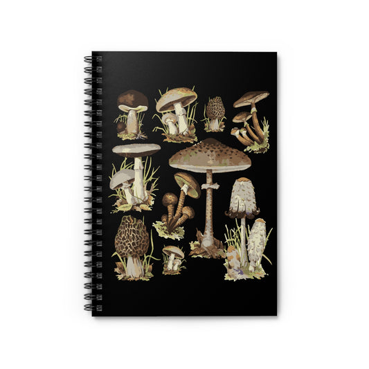 Mushroom Hunting Botanical Spiral Notebook - Ruled Line