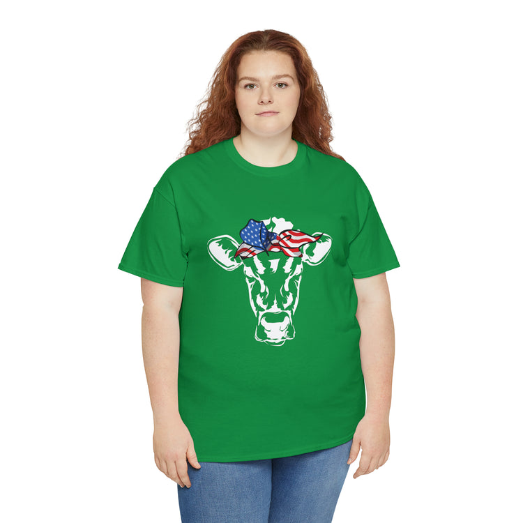 Cool Cow with USA American Flag Bandana Vegan Clothing Herbivore Shirt | Vegetarian T Shirt | Heifer Shirt | Cowgirl Shirt | Farmer Shirt