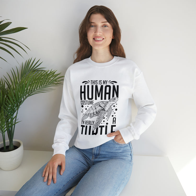 Funny Turtle Dressing Turtles Devotee Graphic Sayings Gag Unisex Crewneck Sweatshirt