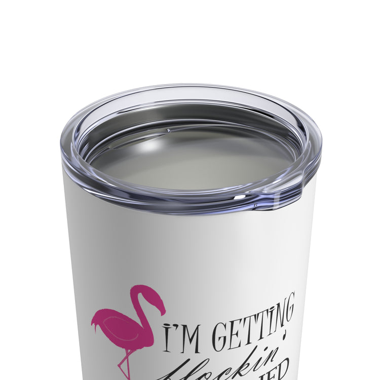 Humorous Bridal Entourages Flamingoes Illustration Puns Hilarious Bridesmaids Flocks Graphic Saying Gag Tumbler 10oz