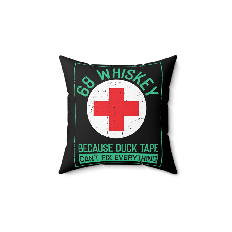 Vintage Paramedics Veterans Distressed Illustration Puns Retro Firefighters Spun Polyester Square Pillow