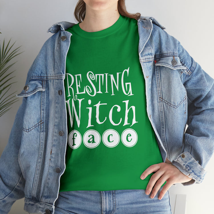 Shirt Funny Resting Witch Face humor Halloween Seasonal Magical T-Shirt Unisex Heavy Cotton Tee