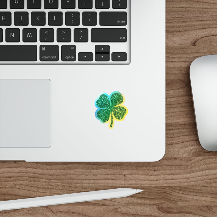 Motivational Glittery Shamrocks Festivities Clovers Festivals Holographic Die-cut Stickers