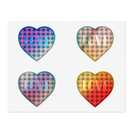 Motivational Checkered Hearts Couples Lovers Gags Sticker Sheets