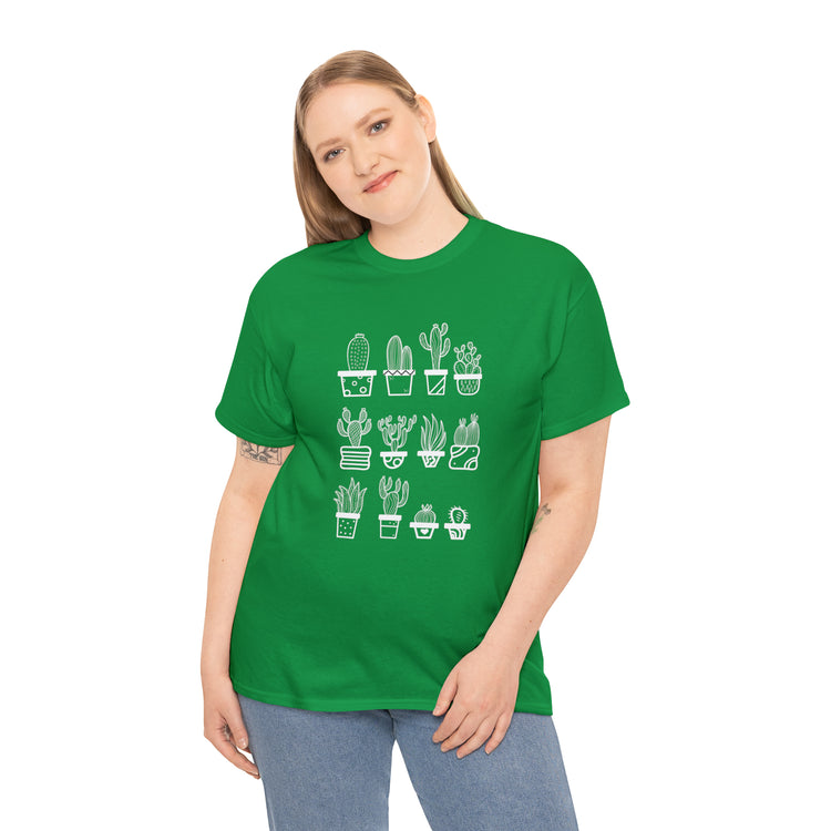 Shirt Funny Cactus Gardening Miniature Flowers Repotting Garden T-Shirt Unisex Heavy Cotton Tee