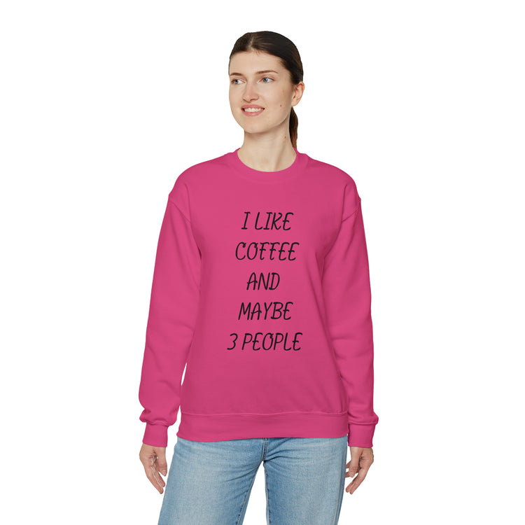 Humorous Caffeinated Introverts Illustration Saying Line Pun Unisex Crewneck Sweatshirt