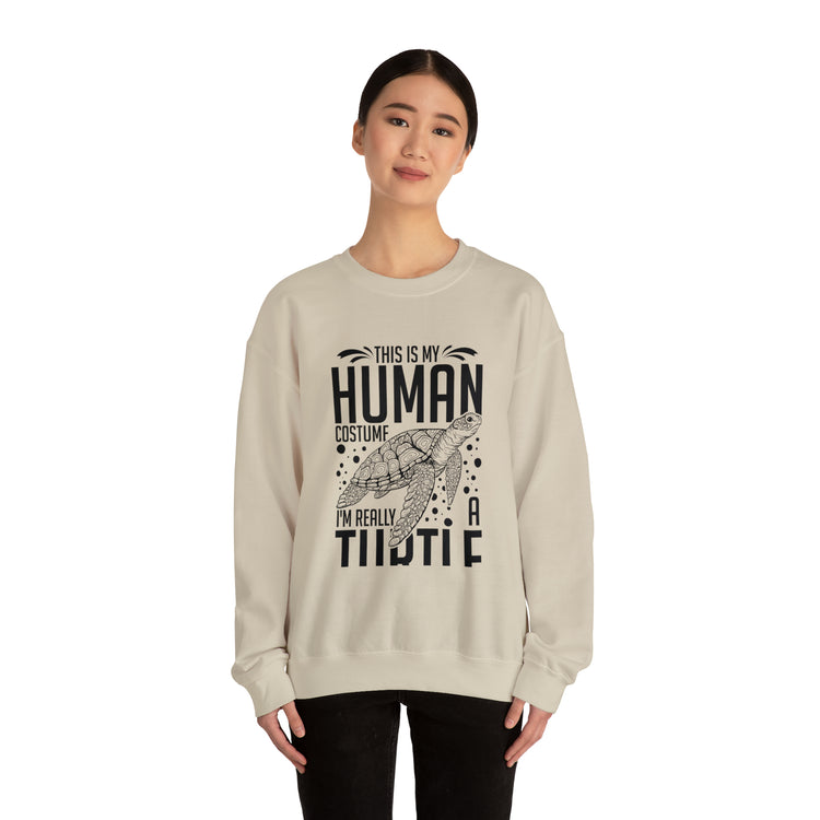 Funny Turtle Dressing Turtles Devotee Graphic Sayings Gag Unisex Crewneck Sweatshirt