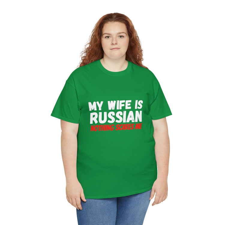 Shirt Funny My Wife's Russian Introvert Sayings Heritage Spouse T-Shirt Unisex Heavy Cotton Tee