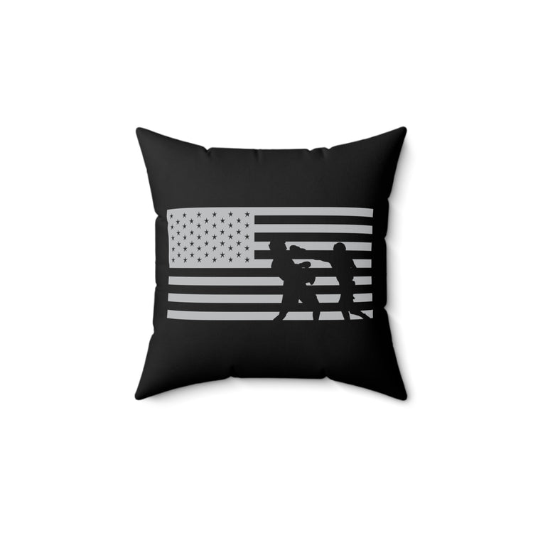 Hilarious Fighter Sparring USA National Banner Spun Polyester Square Pillow