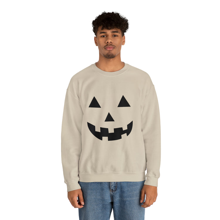 Humorous Pumpkins Illustration Tricks Treats Graphic Gag Unisex Crewneck Sweatshirt