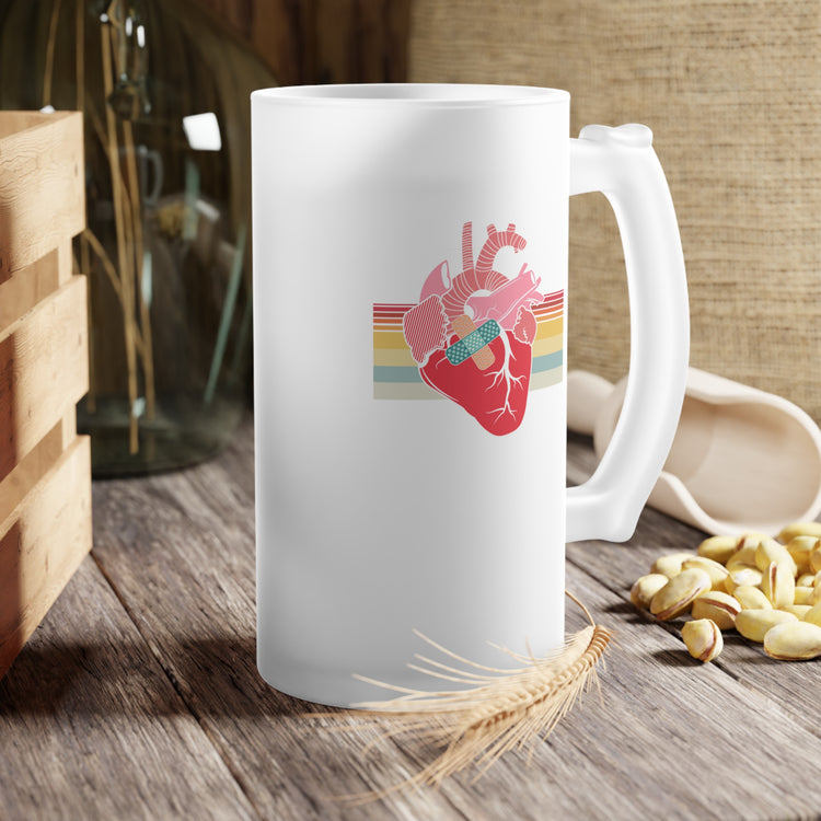 Novelty Factory Refurbished Hearts Recovering Patients Puns Frosted Glass Beer Mug