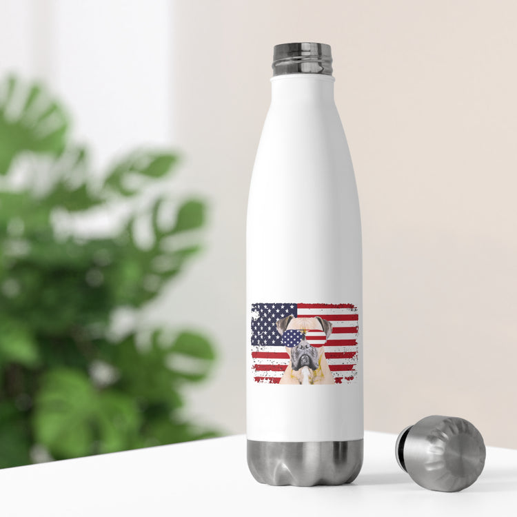 Novelty USA National Banner Men Boxing Dog Fan Humorous Sparring Fur Enthusiast Men Women T Shirt 20oz Insulated Bottle