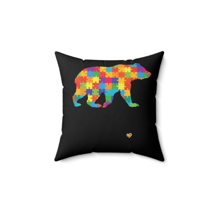 Mama Bear Autism Awareness Mental Health Mom Spun Polyester Square Pillow