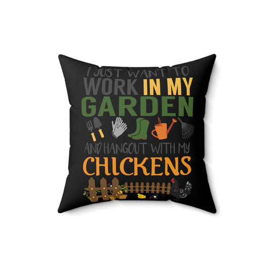 Funny Chicken Lover Barn Gardening Farming Gardeners Farmer Men Women Spun Polyester Square Pillow