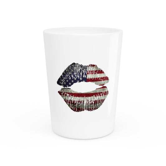 4th of July Lips 4th of July Outfit Fourth Of July Shirt Patriotic Clothing American Flag TShirt Independence Day Shot Glass