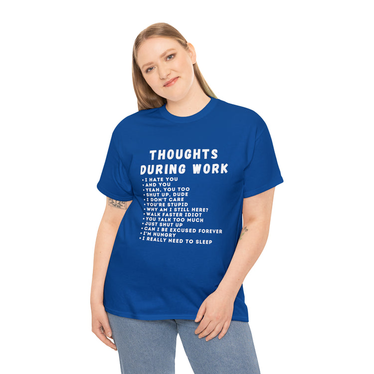 Shirt Funny Thoughts While Working Introverts Serenity Mindfulness Professional Inner T-Shirt Unisex Heavy Cotton Tee