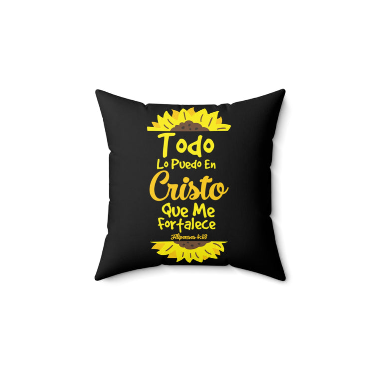 Spanish Verses Motivational Cute Mexican Worshipper Spun Polyester Square Pillow