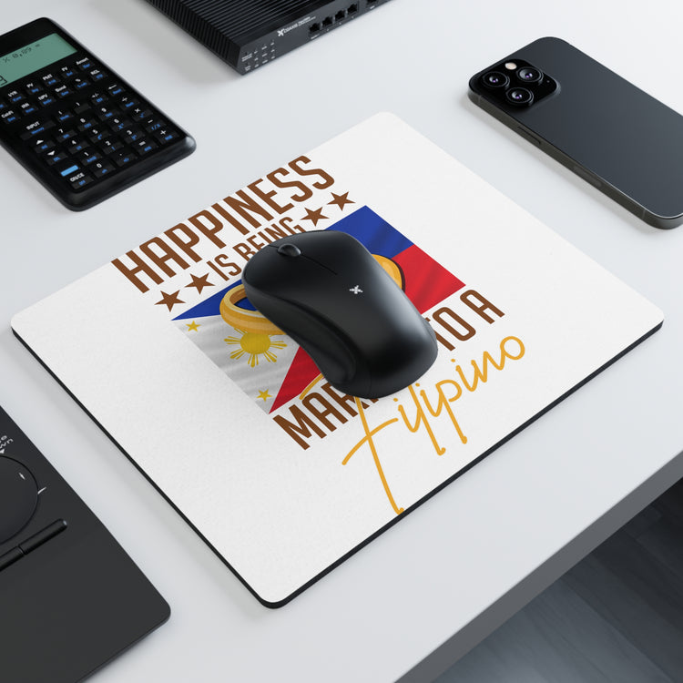 Humorous Happiness Is Married To Filipino Asian Wife Husband Novelty Marriage Nationalistic Philippines Flag Rectangular Mouse Pad