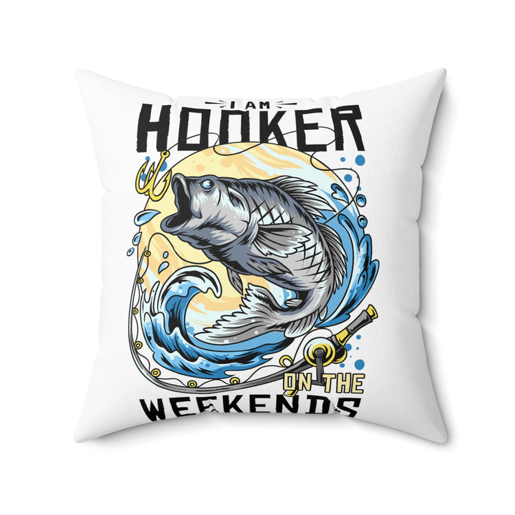 Humorous Fishing Enthusiasts Distressed American Puns Spun Polyester Square Pillow