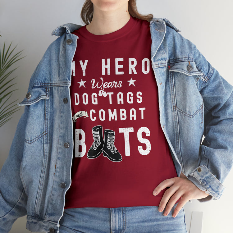 Shirt Funny My Soldier Wears Dog Tag Boots Quote Military Patriotic T-Shirt Unisex Heavy Cotton Tee