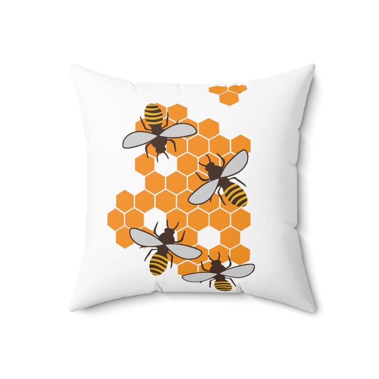 Beehive Bees Beekeeper Environmentalist Yellow Bee Hive Lover Spun Polyester Square Pillow