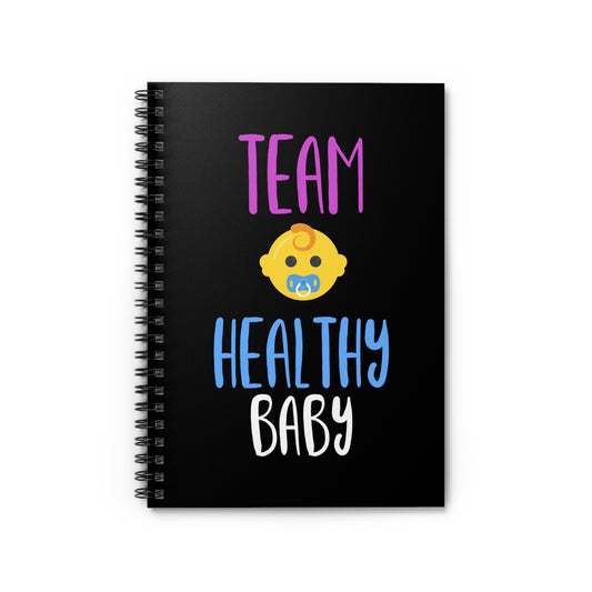 Team Healthy Baby Gender Reveal Spiral Notebook - Ruled Line