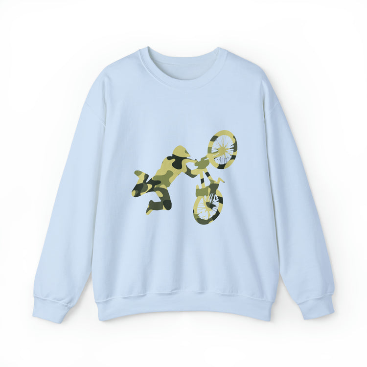 Humorous Military Colors Pattern Bicycle Two-Wheeler Cyclist Unisex Crewneck Sweatshirt