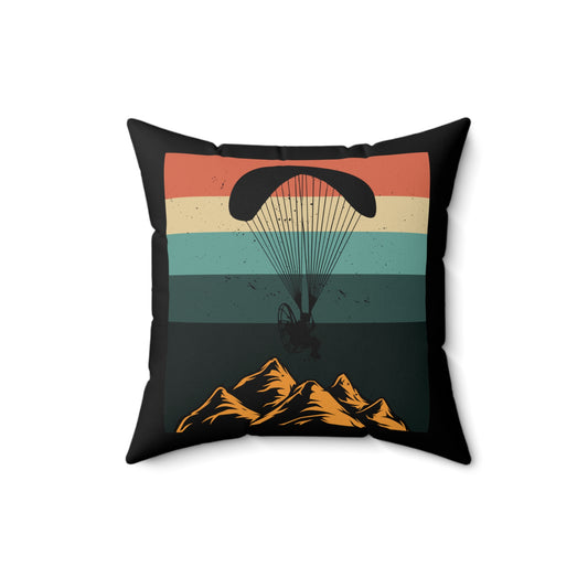 Vintage Paragliding Enthusiasts Distressed Paramotors Parachutes Devotee Graphic Spun Polyester Square Pillow