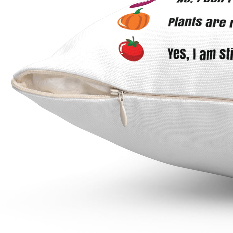 Hello I'm A Vegan Green Leafy Vegetable Healthy Lifestyle Polyester Square Pillow