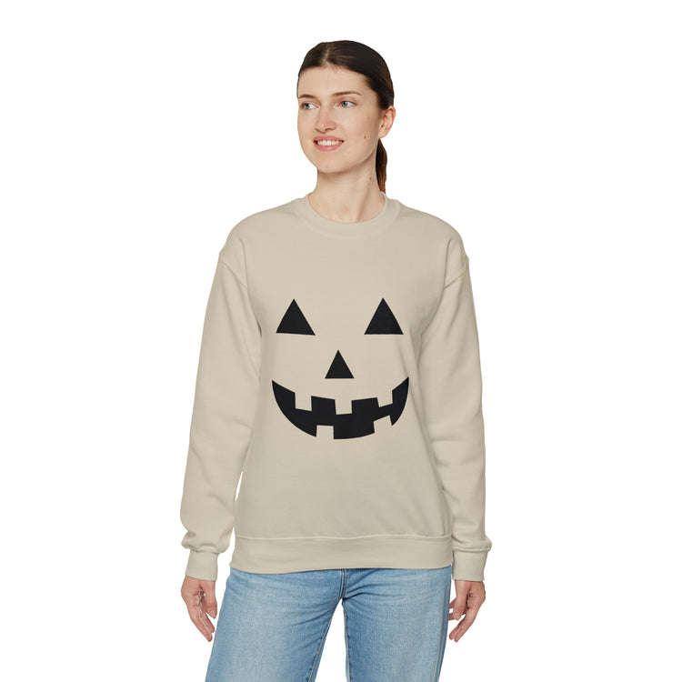 Humorous Pumpkins Illustration Tricks Treats Graphic Gag Unisex Crewneck Sweatshirt