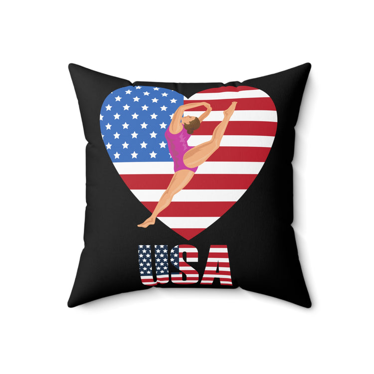 Humorous Acrobatics Athletic Patriotic Patriotism Lover Spun Polyester Square Pillow