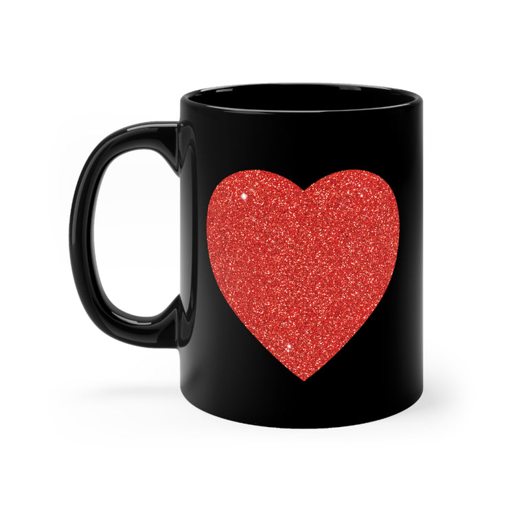 Red Glitter Effect Heart Valentines Day Men Women Black mug 11oz