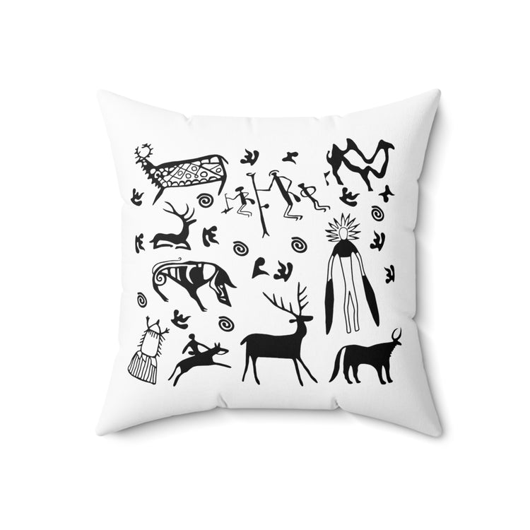 Humorous Pictograph Carving Engravings Mimbres Lover Spun Polyester Square Pillow