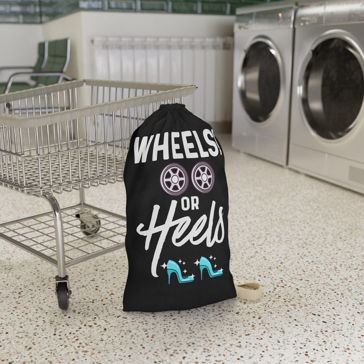 Wheels or Heels Gender Reveal Shirt Laundry Bag