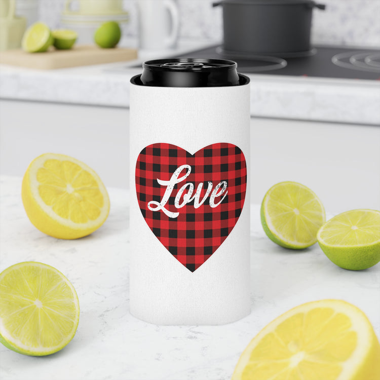 buffalo plaid heart 2 Can Cooler