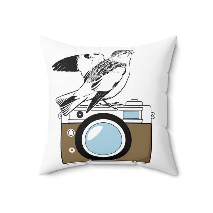 Hilarious Photography Birdwatching Birdwatcher Cameraman Ornithology Habitats Binoculars Spun Polyester Square Pillow